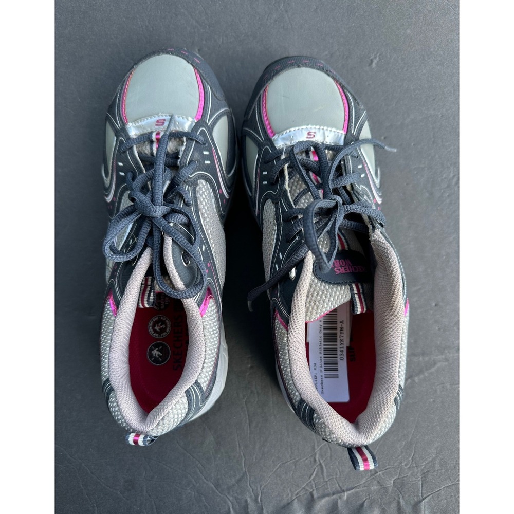 Skechers Work D'Lites Women Slip Resistant Safety Toe Athletic Shoes Gray Pink 9 - Picture 7 of 13